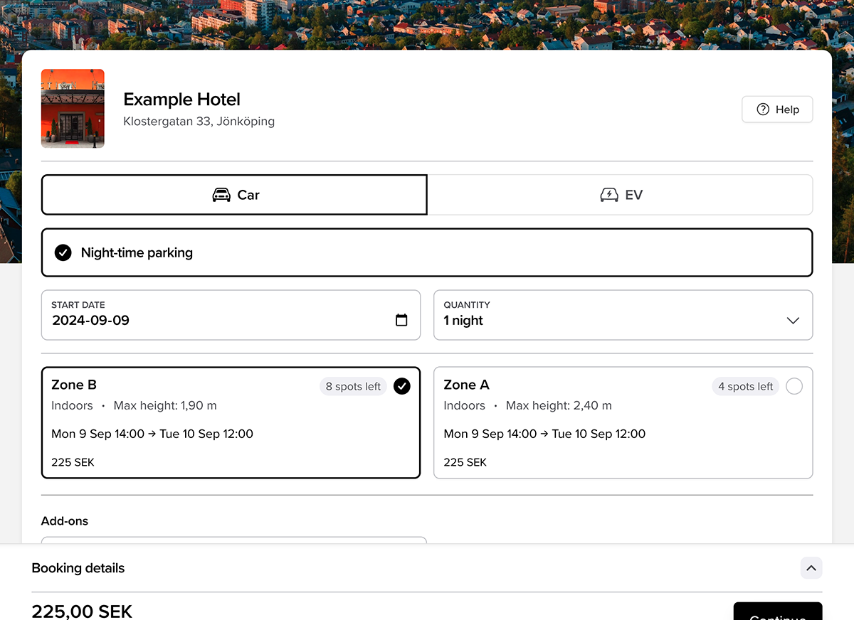Screenshot of Mer tid till service